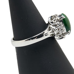 Pt900 プラチナ ヒスイ ダイヤ0.06ct リング 指輪 レディース 11.5号 【中古】