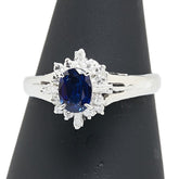 Pt900 プラチナ サファイア0.56ct ダイヤ0.24ct リング 指輪 レディース 14号 【中古】