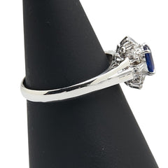 Pt900 プラチナ サファイア0.56ct ダイヤ0.24ct リング 指輪 レディース 14号 【中古】