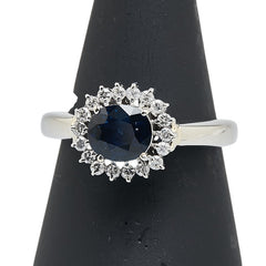 Pt900 プラチナ サファイア0.97ct ダイヤ0.25ct リング 指輪 レディース 11号 【中古】