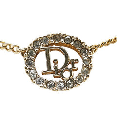 ディオール ロゴ ラインストーン ネックレス ゴールド メッキ レディース Dior 【中古】
