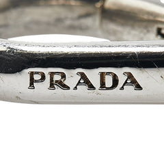 プラダ 三角ロゴプレート キーホルダー キーリング チャーム シルバー ブラック メタル レディース PRADA 【中古】