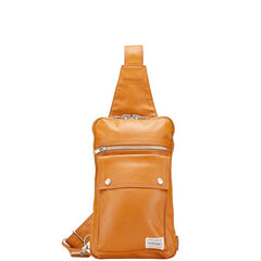 ポーター フリースタイル ボディバッグ ウエストバッグ ブラウン レザー メンズ PORTER 【中古】