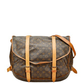 ルイ ヴィトン モノグラム ソミュール43 斜め掛け ショルダーバッグ M42252 ブラウン PVC レザー レディース LOUIS VUITTON 【中古】