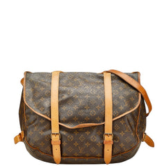 ルイ ヴィトン モノグラム ソミュール43 斜め掛け ショルダーバッグ M42252 ブラウン PVC レザー レディース LOUIS VUITTON 【中古】