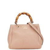 グッチ バンブー ミニショッパー ハンドバッグ ショルダーバッグ 2WAY 368823 ピンク レザー レディース GUCCI 【中古】