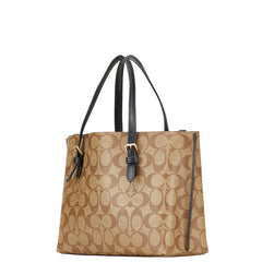 コーチ シグネチャー トートバッグ ショルダーバッグ 2WAY C4250 ベージュ ブラック PVC レザー レディース COACH 【中古】