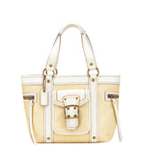 コーチ かごバッグ トートバッグ M05K-113 ベージュ ホワイト ストロー レザー レディース COACH 【中古】