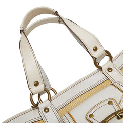 コーチ かごバッグ トートバッグ M05K-113 ベージュ ホワイト ストロー レザー レディース COACH 【中古】