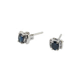 Pt850 プラチナ サファイア0.60ct ダイヤ0.08ct スタッドピアス レディース 【中古】