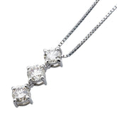 Pt900 プラチナ Pt850 プラチナ ダイヤ1.00ct プチ 3連 ネックレス レディース 【中古】