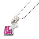 K18WG ホワイトゴールド ルビー0.9ct ダイヤ0.15ct ネックレス レディース 【中古】