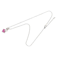 K18WG ホワイトゴールド ルビー0.9ct ダイヤ0.15ct ネックレス レディース 【中古】