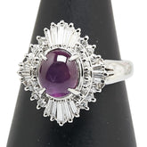 Pt900 プラチナ スターサファイア2.258ct ダイヤ0.63ct リング 指輪 レディース 11号 【中古】