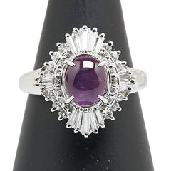 Pt900 プラチナ スターサファイア2.258ct ダイヤ0.63ct リング 指輪 レディース 11号 【中古】