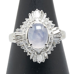 Pt900 プラチナ スターサファイア2.20ct ダイヤ0.59ct リング 指輪 レディース 10.5号 【中古】