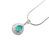 Pt900 プラチナ Pt850 プラチナ エメラルド1.56ct ダイヤ0.76ct 雫 モチーフ ペンダントネックレス レディース 【中古】