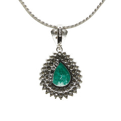 Pt900 プラチナ Pt850 プラチナ エメラルド1.56ct ダイヤ0.76ct 雫 モチーフ ペンダントネックレス レディース 【中古】