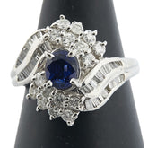 Pt900 プラチナ サファイア0.81ct ダイヤ1.03ct リング 指輪 レディース 11.5号 【中古】