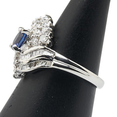 Pt900 プラチナ サファイア0.81ct ダイヤ1.03ct リング 指輪 レディース 11.5号 【中古】