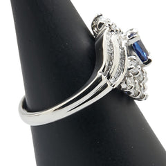 Pt900 プラチナ サファイア0.81ct ダイヤ1.03ct リング 指輪 レディース 11.5号 【中古】