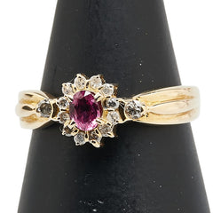 K18YG イエローゴールド ルビー0.20ct ダイヤ0.16ct リング 指輪 レディース 11号 【中古】