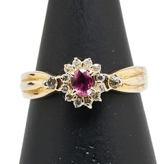 K18YG イエローゴールド ルビー0.20ct ダイヤ0.16ct リング 指輪 レディース 11号 【中古】