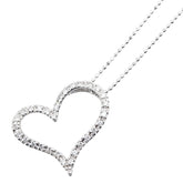 K18WG ホワイトゴールド ダイヤ0.30ct オープンハート ペンダントネックレス レディース 【中古】