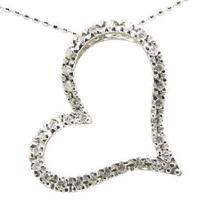 K18WG ホワイトゴールド ダイヤ0.30ct オープンハート ペンダントネックレス レディース 【中古】