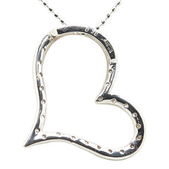 K18WG ホワイトゴールド ダイヤ0.30ct オープンハート ペンダントネックレス レディース 【中古】