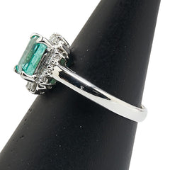 グリーン Pt900 プラチナ エメラルド1.10ct ダイヤ0.32ct リング 指輪 レディース 13号 【中古】
