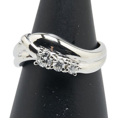 Pt900 プラチナ ダイヤ0.30ct スリーストーン リング 指輪 レディース 14.5号 【中古】