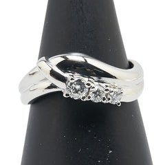 Pt900 プラチナ ダイヤ0.30ct スリーストーン リング 指輪 レディース 14.5号 【中古】