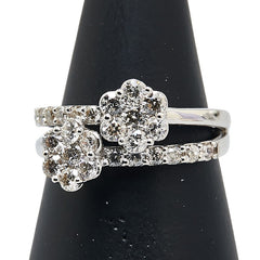 Pt900 プラチナ ダイヤ1.00ct 花 フラワー モチーフ リング 指輪 レディース 12号 【中古】