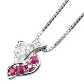 Pt850 プラチナ ルビー0.34ct ダイヤ0.08ct ペンダントネックレス レディース 【中古】