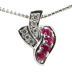 Pt850 プラチナ ルビー0.34ct ダイヤ0.08ct ペンダントネックレス レディース 【中古】