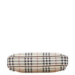 バーバリー ノバチェック ショルダーバッグ ベージュ ブラウン キャンバス レザー レディース BURBERRY 【中古】