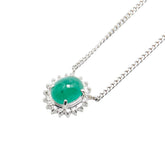 Pt900 プラチナ Pt850 プラチナ エメラルド1.60ct ダイヤ0.16ct ペンダントネックレス レディース 【中古】