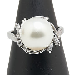 タサキ Pt900 プラチナ 白蝶真珠10.7mm ダイヤ0.23ct リング 指輪 レディース TASAKI 11号 【中古】