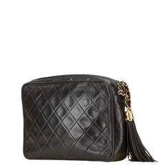 シャネル マトラッセ ココマーク フリンジ 斜め掛け チェーン ショルダーバッグ ブラック ラムスキン レディース CHANEL 【中古】