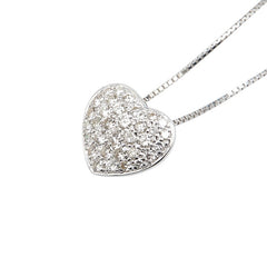 K18WG ホワイトゴールド ダイヤ0.62ct ハート モチーフ ネックレス レディース 【中古】