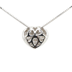 K18WG ホワイトゴールド ダイヤ0.62ct ハート モチーフ ネックレス レディース 【中古】