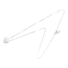 K18WG ホワイトゴールド ダイヤ0.62ct ハート モチーフ ネックレス レディース 【中古】