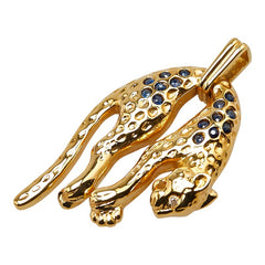 K18YG イエローゴールド サファイア ダイヤ パンサー 豹 モチーフ ペンダントトップ レディース 【中古】