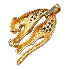 K18YG イエローゴールド サファイア ダイヤ パンサー 豹 モチーフ ペンダントトップ レディース 【中古】