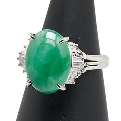 Pt900 プラチナ ヒスイ5.81ct ダイヤ0.27ct リング 指輪 レディース 11.5号 【中古】