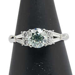ライトブルー Pt900 プラチナ ダイヤ1.042ct ダイヤ0.30ct リング 指輪 レディース 12号 【中古】