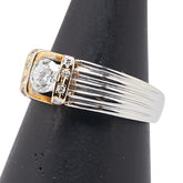 Pt900 プラチナ K18WG ホワイトゴールド コンビ ダイヤ0.37ct リング 指輪 レディース 11号 【中古】