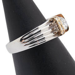 Pt900 プラチナ K18WG ホワイトゴールド コンビ ダイヤ0.37ct リング 指輪 レディース 11号 【中古】