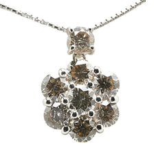 Pt900 プラチナ Pt850 プラチナ ダイヤ3.00ct フラワー 花 モチーフ ペンダントネックレス レディース 【中古】